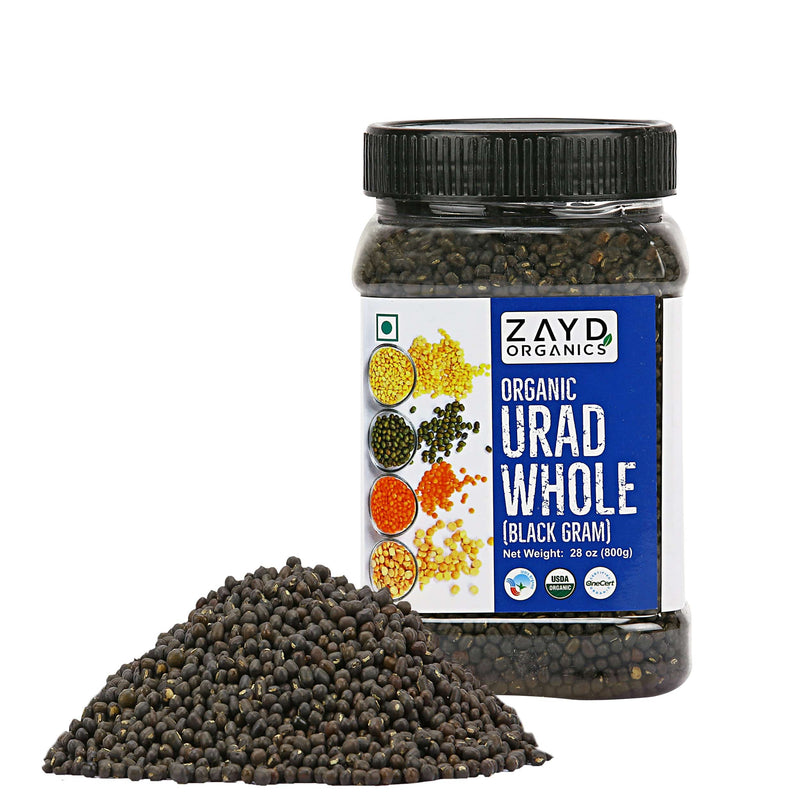 Zayd Organic Urad Whole (Black Gram Whole) USDA Organic Certified, 1.7-Pounds