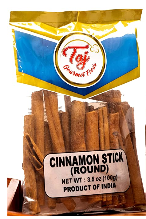 TAJ Cinnamon Stick Round, Dalchini, 100 Gram