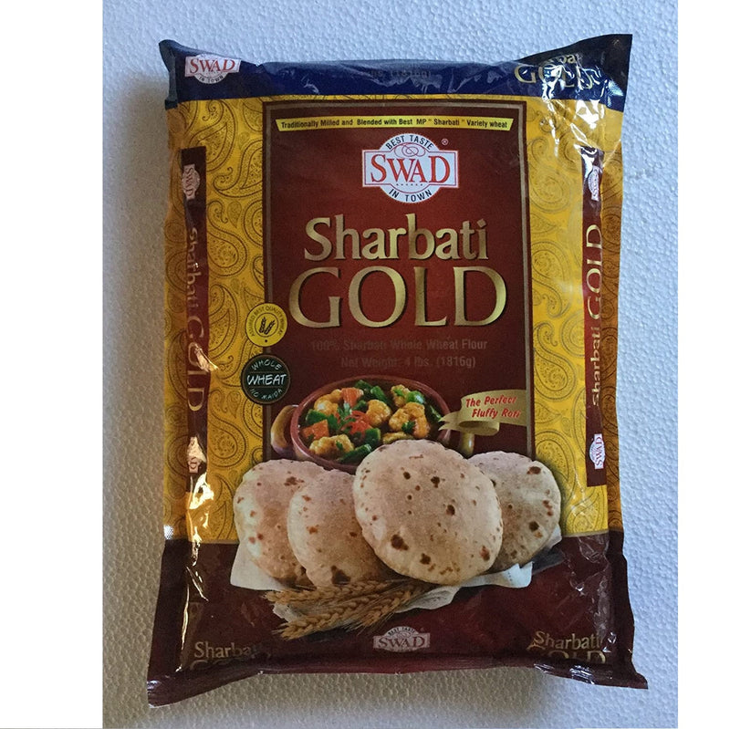 Swad Gold 100% Sharbati Whole Wheat Flour for the Perfect Fluffy Roti, 4Lbs