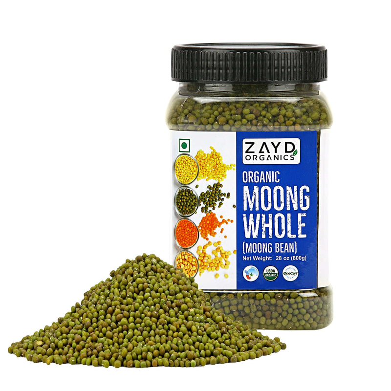 Zayd Organic Moong Whole (Mung Bean), USDA Organic Certified, 1.7-Pounds