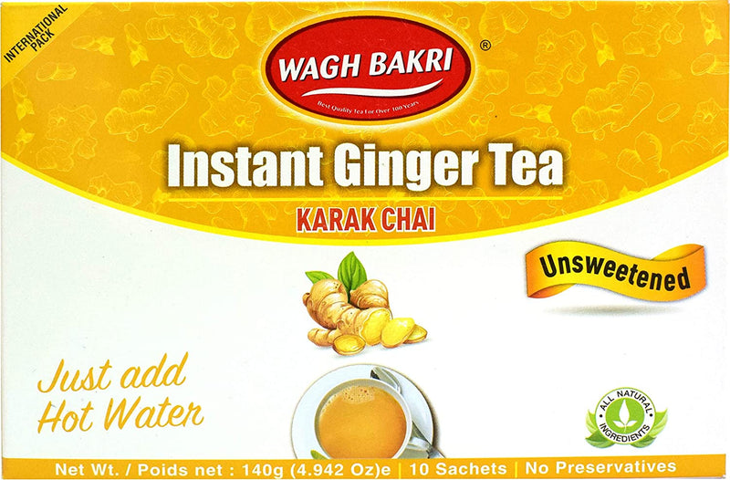 Wagh Bakri Instant Ginger Chai Tea Unsweetened - 10 Sachets