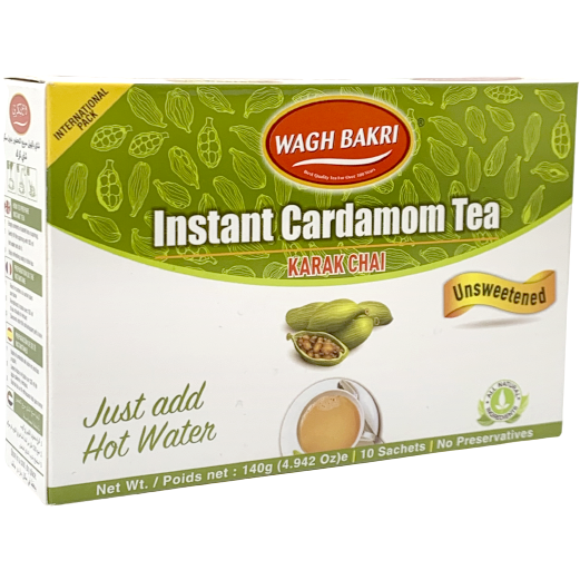 Wagh Bakri Instant Cardamom Chai Tea Unsweetened - 10 Sachets