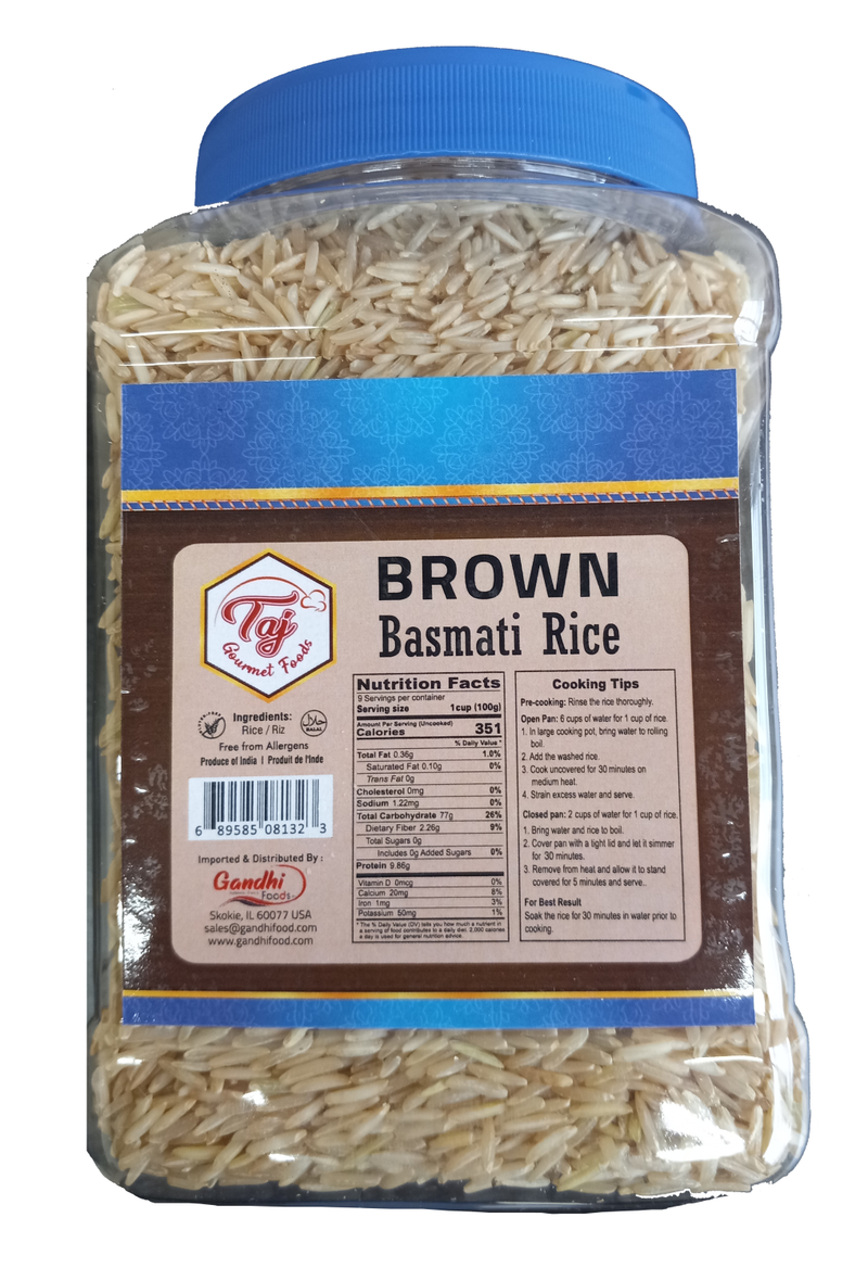 TAJ Brown Basmati Rice, 2lbs (907g) Jar Pack